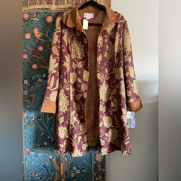 Panhandle Slim Jackets & Blazers - NWT Vintage Panhandle Slim Tan and Red Floral Tapestry Jacket